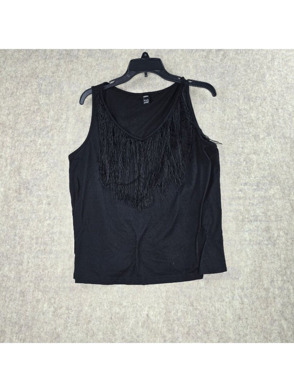 Shein Women Black Fringe Tank Top Size L Lightweight Breathable Sleeveless